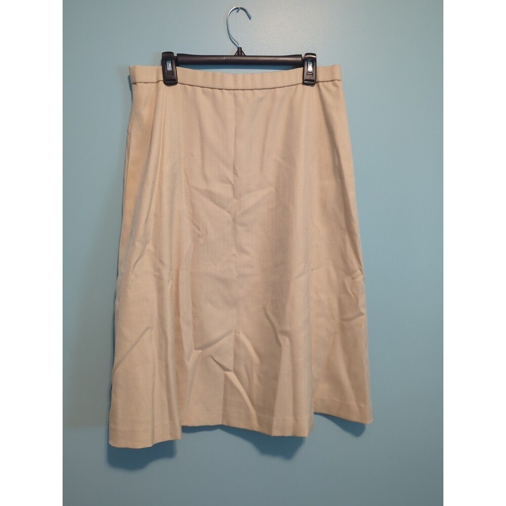 Vintage Hooper  Silk Blend A-Line Midi Skirt Beige Size 14 / Large 34" Waist